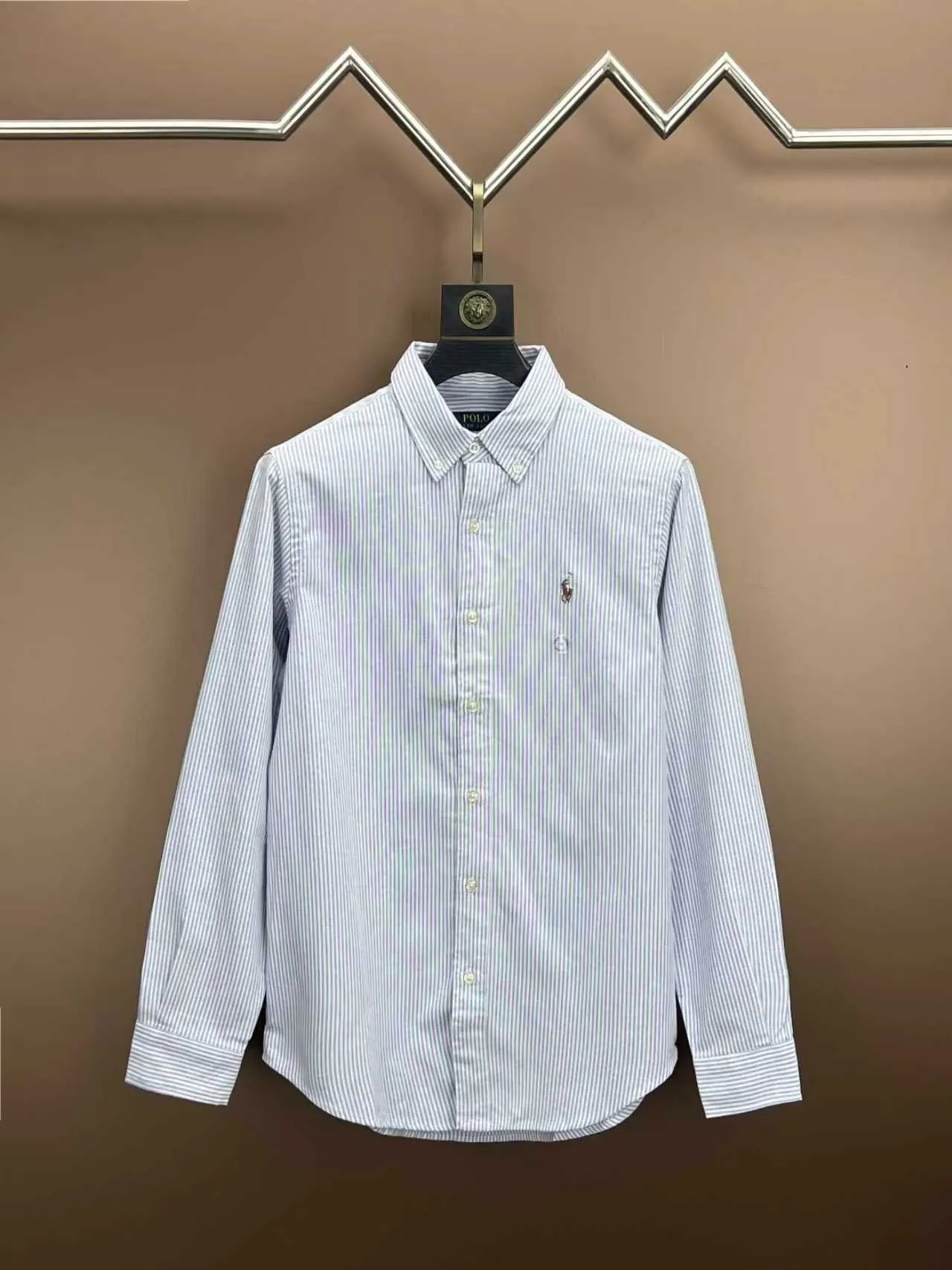 P360 Polo 25ss new logo embroidered striped square collar casual long-sleeved shirt, men's size: XS.S.M.L.XL.